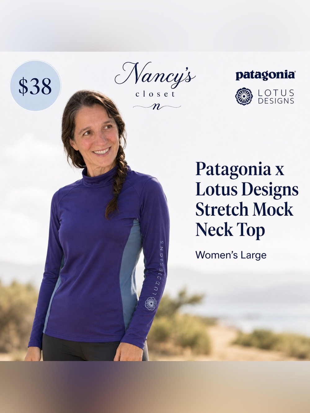 Vintage Patagonia x Lotus Designs Women’s Large Stretch Mock Neck Paddling Top